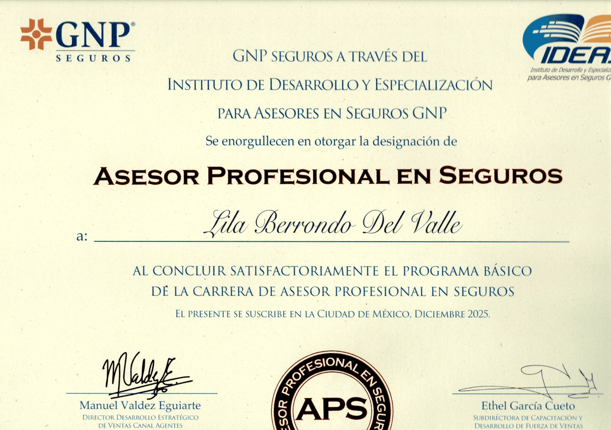 Reconocimiento GNP 16 · Asesor Profesional en Seguros · Diciembre 2025