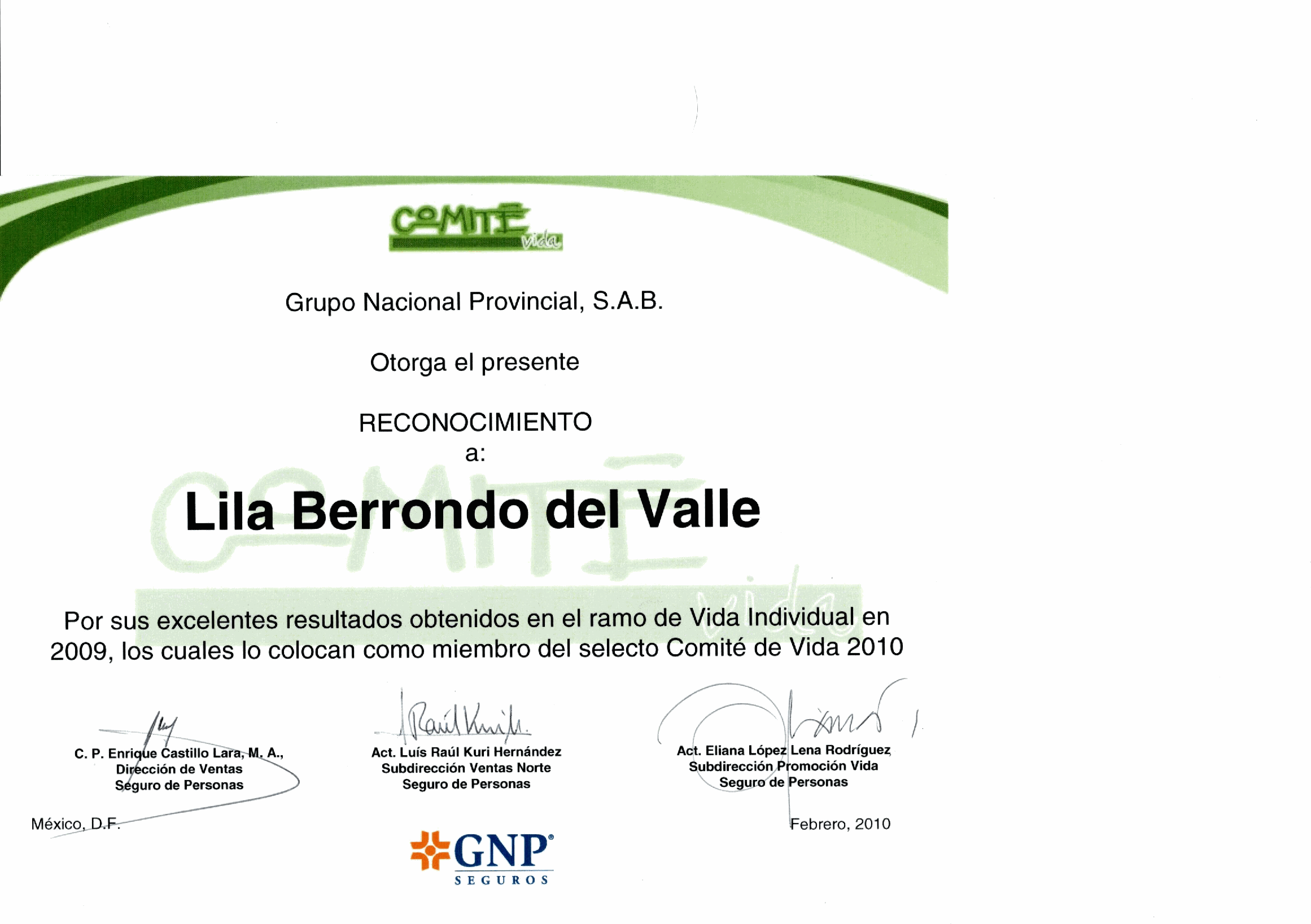 Reconocimiento GNP 6